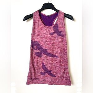 Oiselle Flyte Tank Top Womens Sz S Pink/Purple Racerback Bird Print Fly Running